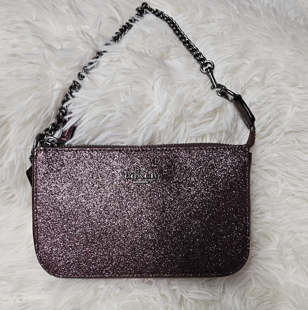 Coach Nolita Wristlet 15" inch Burgundy Glitter/Silver 2015 EUC - Picture 16 of 16